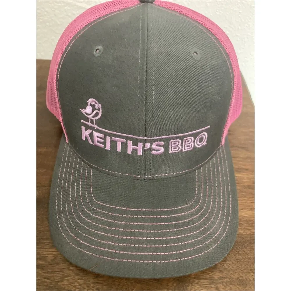 Keith’s BBQ Richardson Hat Baseball Cap Hat Austin Texas Gray Pink One Size